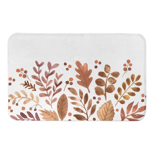 Watercolor Leaf Pattern Bath Mat